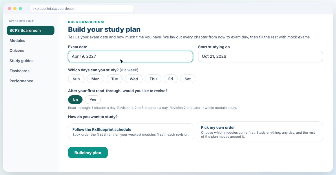 Step 1: Enter your exam date